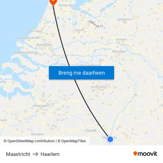 Maastricht to Haarlem map