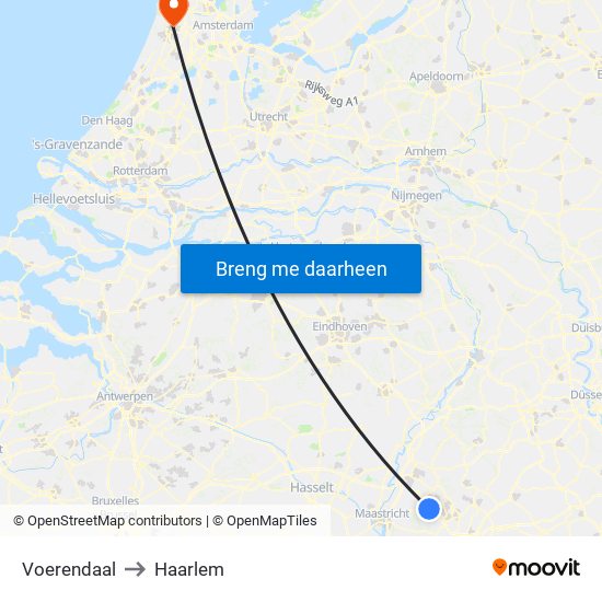 Voerendaal to Haarlem map