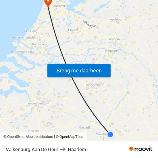 Valkenburg Aan De Geul to Haarlem map