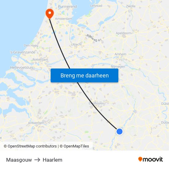 Maasgouw to Haarlem map