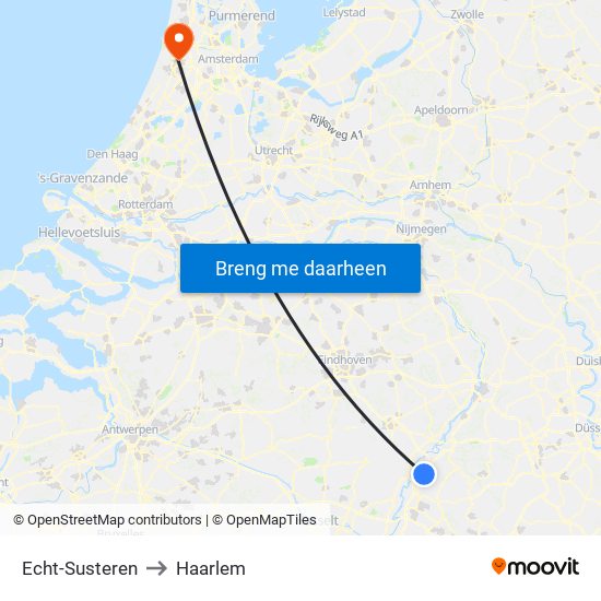 Echt-Susteren to Haarlem map