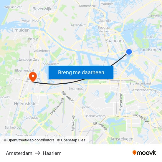 Amsterdam to Haarlem map