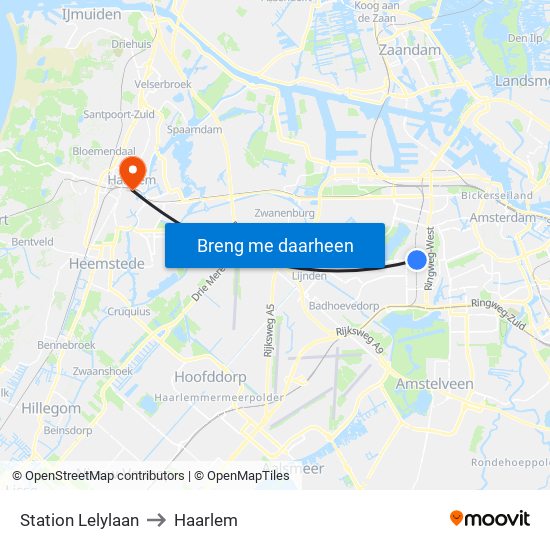 Station Lelylaan to Haarlem map