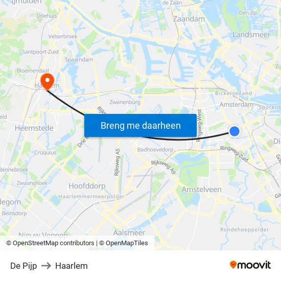 De Pijp to Haarlem map