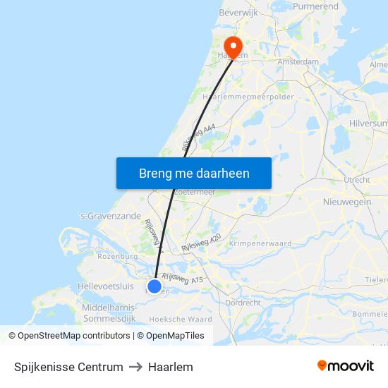 Spijkenisse Centrum to Haarlem map