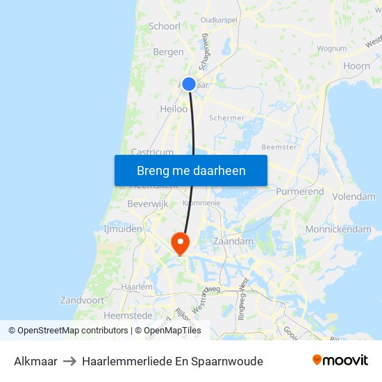 Alkmaar to Haarlemmerliede En Spaarnwoude map