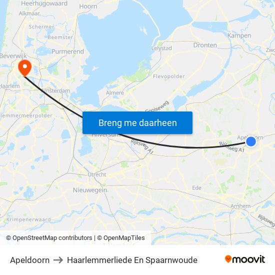 Apeldoorn to Haarlemmerliede En Spaarnwoude map