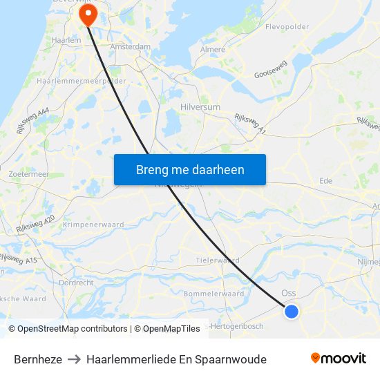 Bernheze to Haarlemmerliede En Spaarnwoude map