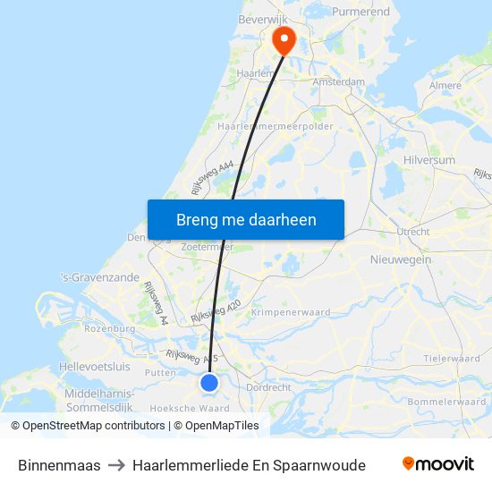 Binnenmaas to Haarlemmerliede En Spaarnwoude map
