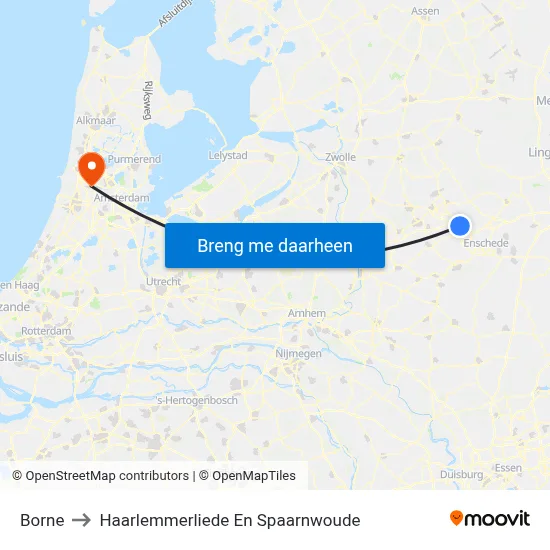 Borne to Haarlemmerliede En Spaarnwoude map