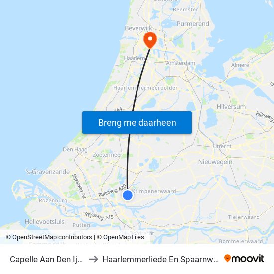 Capelle Aan Den Ijssel to Haarlemmerliede En Spaarnwoude map