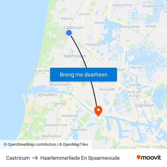 Castricum to Haarlemmerliede En Spaarnwoude map