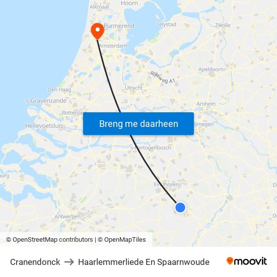 Cranendonck to Haarlemmerliede En Spaarnwoude map