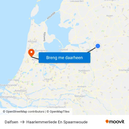Dalfsen to Haarlemmerliede En Spaarnwoude map