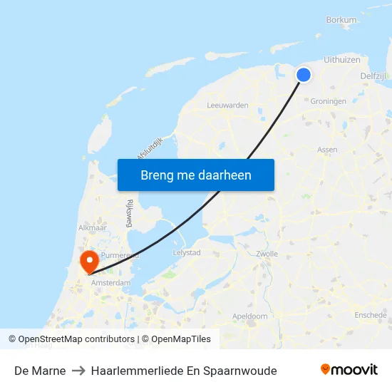 De Marne to Haarlemmerliede En Spaarnwoude map
