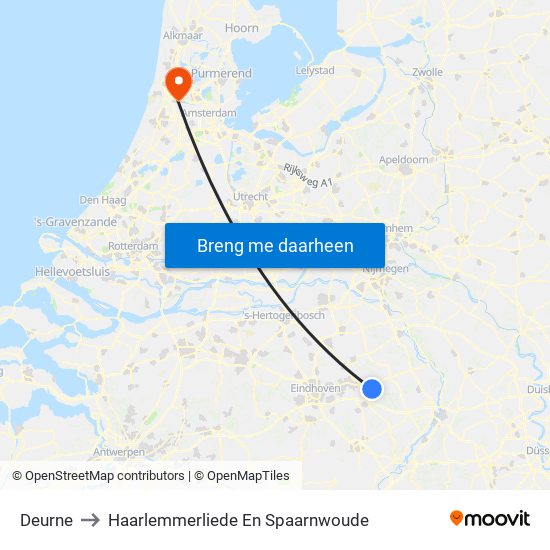 Deurne to Haarlemmerliede En Spaarnwoude map