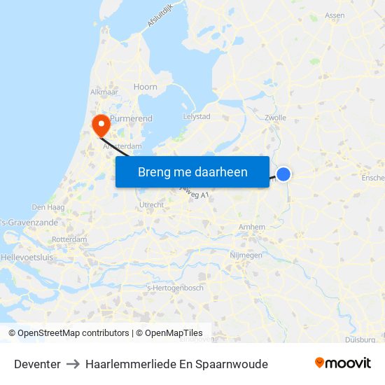 Deventer to Haarlemmerliede En Spaarnwoude map