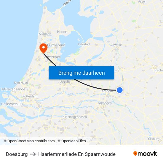 Doesburg to Haarlemmerliede En Spaarnwoude map