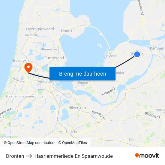 Dronten to Haarlemmerliede En Spaarnwoude map