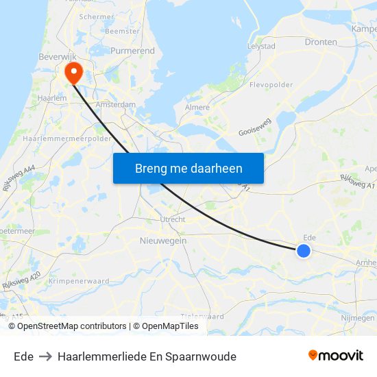 Ede to Haarlemmerliede En Spaarnwoude map