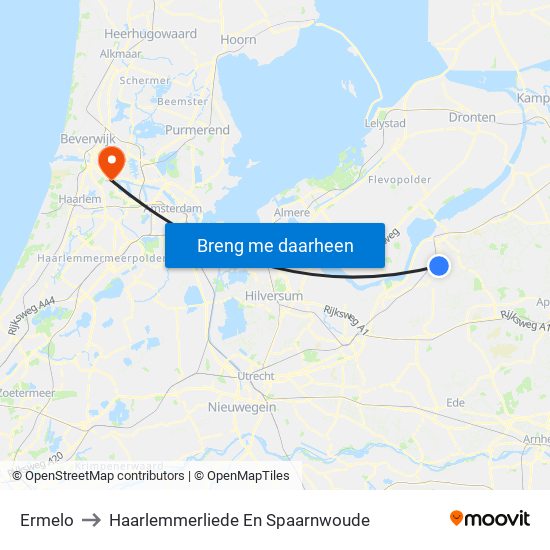 Ermelo to Haarlemmerliede En Spaarnwoude map