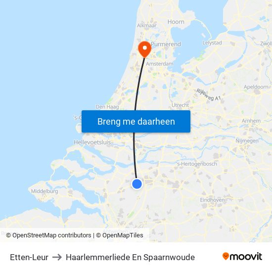 Etten-Leur to Haarlemmerliede En Spaarnwoude map