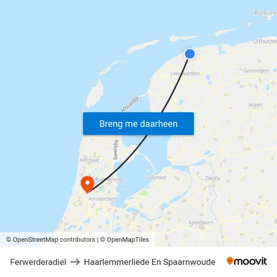 Ferwerderadiel to Haarlemmerliede En Spaarnwoude map