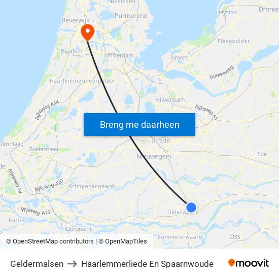 Geldermalsen to Haarlemmerliede En Spaarnwoude map