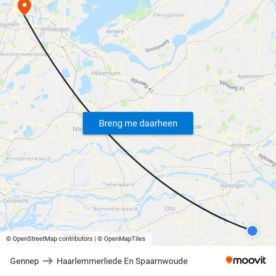 Gennep to Haarlemmerliede En Spaarnwoude map