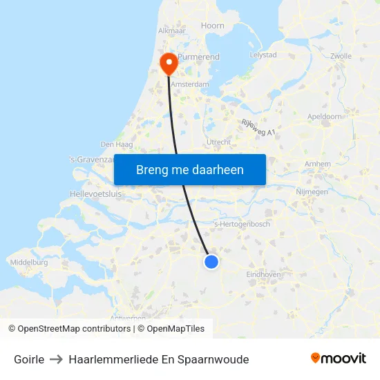 Goirle to Haarlemmerliede En Spaarnwoude map