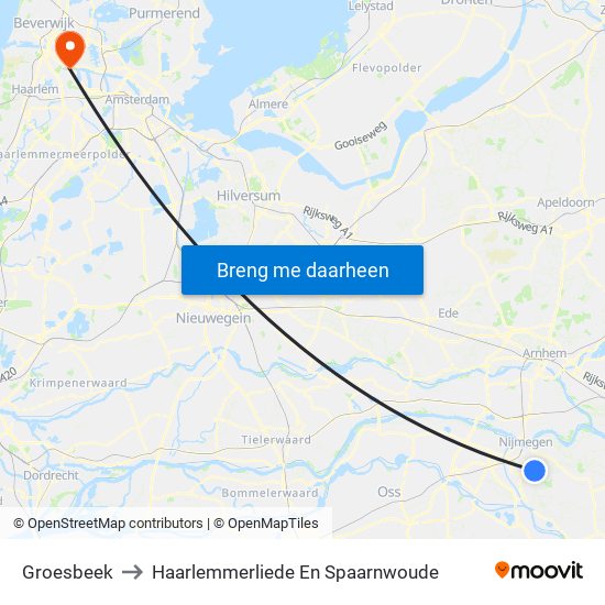 Groesbeek to Haarlemmerliede En Spaarnwoude map