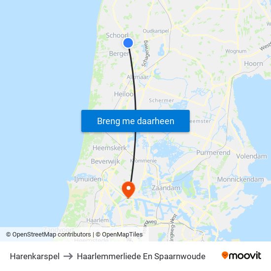 Harenkarspel to Haarlemmerliede En Spaarnwoude map
