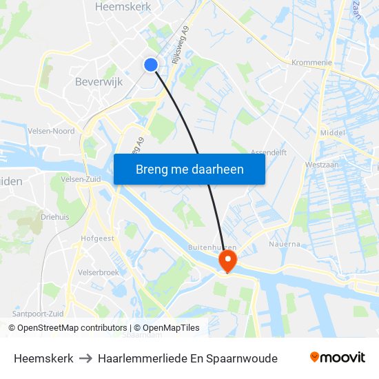 Heemskerk to Haarlemmerliede En Spaarnwoude map