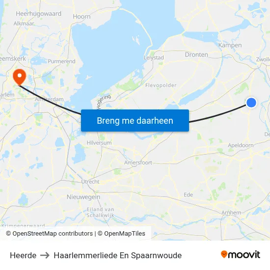 Heerde to Haarlemmerliede En Spaarnwoude map