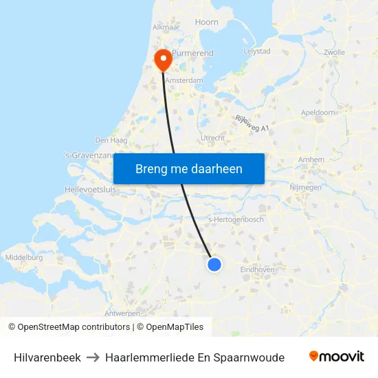 Hilvarenbeek to Haarlemmerliede En Spaarnwoude map