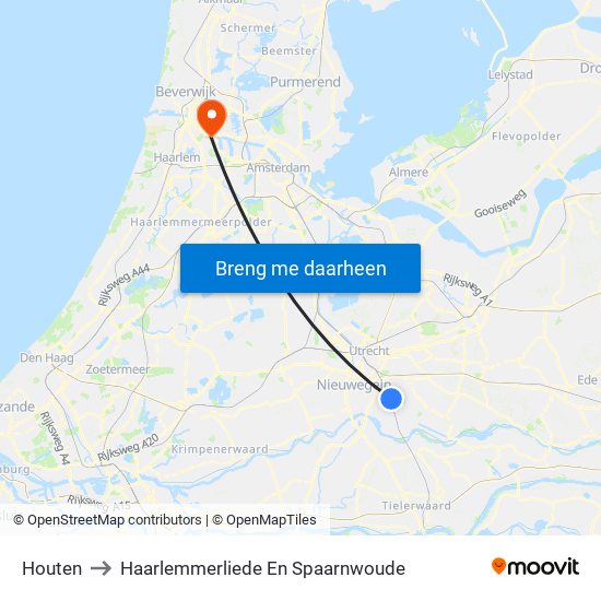 Houten to Haarlemmerliede En Spaarnwoude map