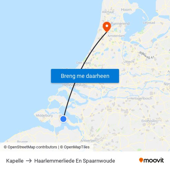 Kapelle to Haarlemmerliede En Spaarnwoude map