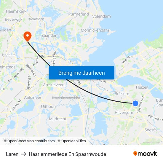 Laren to Haarlemmerliede En Spaarnwoude map