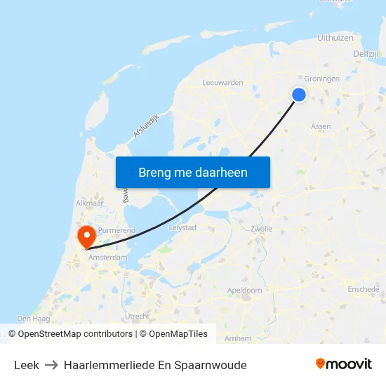 Leek to Haarlemmerliede En Spaarnwoude map