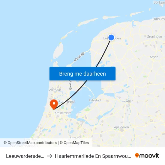 Leeuwarderadeel to Haarlemmerliede En Spaarnwoude map