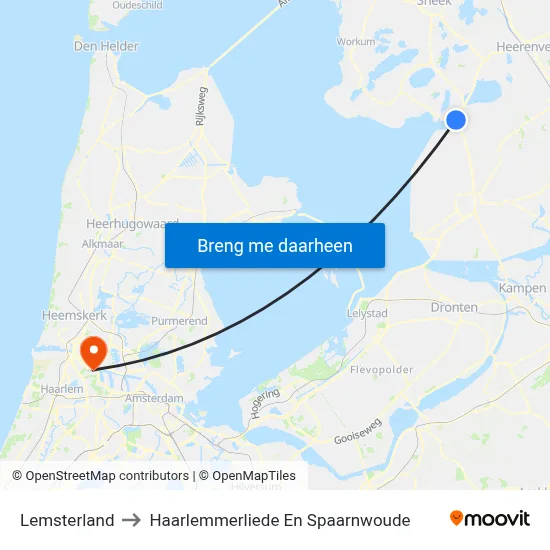 Lemsterland to Haarlemmerliede En Spaarnwoude map