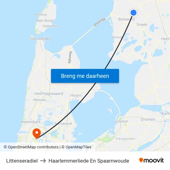 Littenseradiel to Haarlemmerliede En Spaarnwoude map