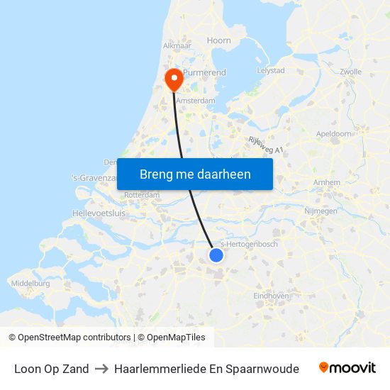 Loon Op Zand to Haarlemmerliede En Spaarnwoude map