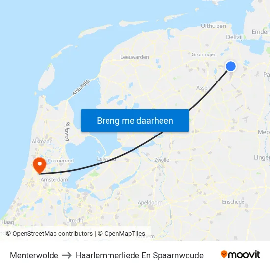 Menterwolde to Haarlemmerliede En Spaarnwoude map