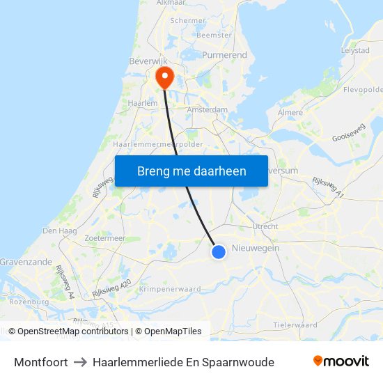 Montfoort to Haarlemmerliede En Spaarnwoude map