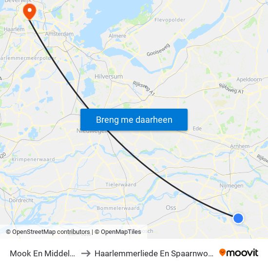 Mook En Middelaar to Haarlemmerliede En Spaarnwoude map