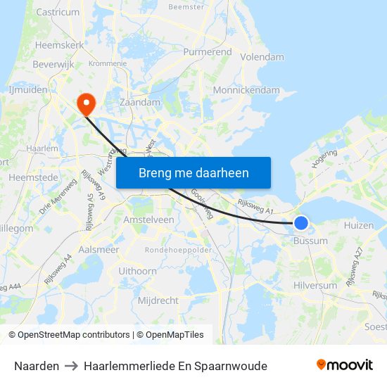 Naarden to Haarlemmerliede En Spaarnwoude map