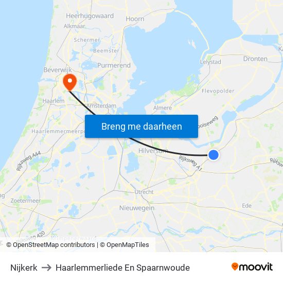 Nijkerk to Haarlemmerliede En Spaarnwoude map