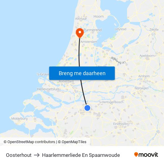 Oosterhout to Haarlemmerliede En Spaarnwoude map