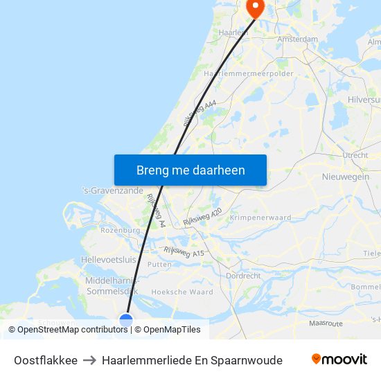 Oostflakkee to Haarlemmerliede En Spaarnwoude map